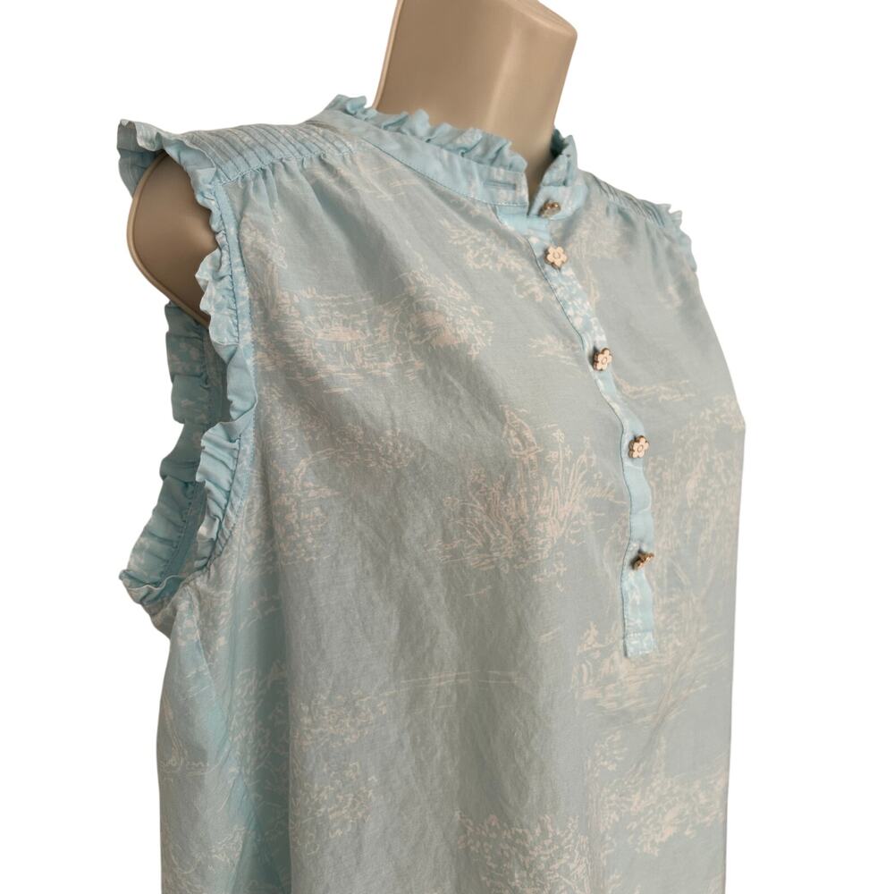 Beautiful Biltmore Top Ruffle Slv Flower Button Romantic Forrest Fairy Pattern L